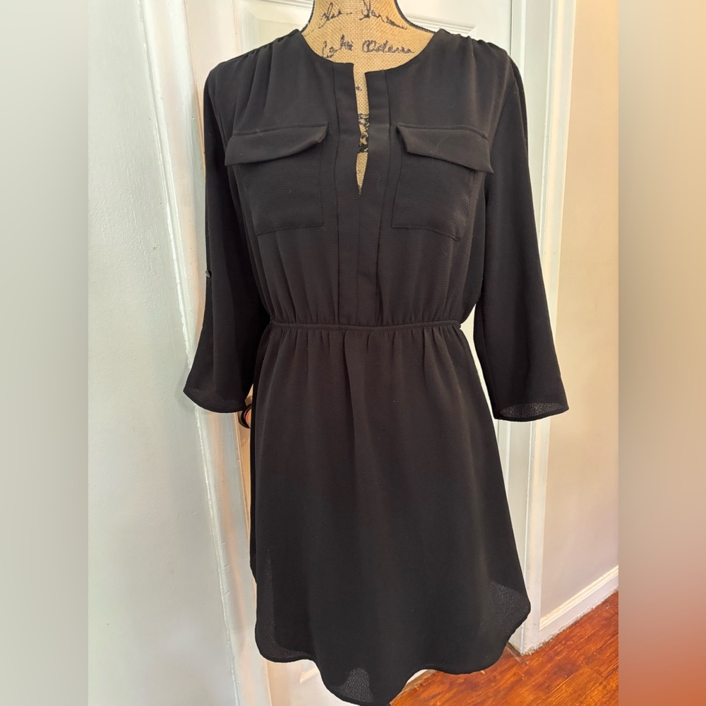 Monteau Black‎ Plunge Neck 3/4 Sleeve Dress women size xl